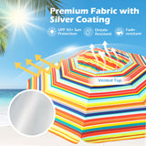 Tangkula 6.5 FT Beach Umbrella with Table, Windproof Ventilated Sunshade Shelter with Tilt Mechanism