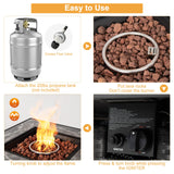 Tangkula 35 Inch Rattan Propane Gas Fire Pit Table, Patiojoy 50,000 BTU Outdoor Wicker Patio Propane Fire Pit