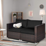 Wicker Loveseat 2 Piece - Tangkula