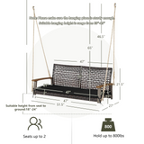 Tangkula 2 Person PE Wicker Porch Swing Bench, 800 LBS Weight Capacity