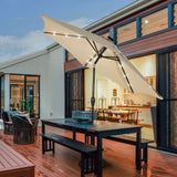 9FT Solar Powered LED Lighted Patio Umbrella, Table Market Umbrella with Tilt and Crank