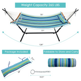 Tangkula 10.5FT Double Hammock, Heavy Duty Outdoor Hammock with Curved Spreader Bars