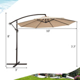 10FT Patio Offset Umbrella, Outdoor Cantilever Umbrella with Easy Tilt Adjustment & 8 Ribs