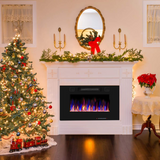 Tangkula 30 Inches Recessed Electric Fireplace, in-Wall & Wall Mounted Electric Heater