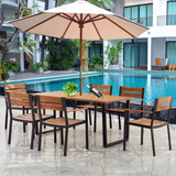 Tangkula 7PCS Outdoor Dining Set, Patio Dining Furniture Set with Sturdy Steel Frame