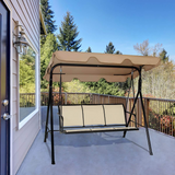 Tangkula 3 Person Patio Swing, Steel Frame with Polyester Angle Adjustable Canopy
