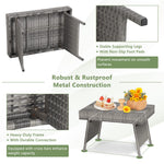 Outdoor Folding Rattan Side Table, Grey - Tangkula