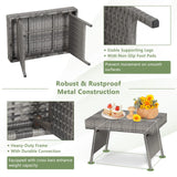 Outdoor Folding Rattan Side Table, Grey - Tangkula