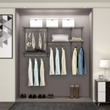 3 to 5 FT Custom Closet Organizer System Kit, Wall-Mounted Storage Organizer with Wire Shelving and Hanging Rods