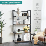 Tangkula 4-Tier Folding Bookshelf, No-Assembly Industrial Bookcase with Sturdy Iron Frame