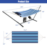 Tangkula Double Hammock with Stand, 2 Person 12Ft Steel Hammock Stand with Cotton Hammock