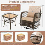 Tangkula 3-Piece Patio Swivel Rocker Set, Wicker Swivel Rocking Chairs