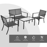 Tangkula 4 Pieces Patio Furniture Set, Outdoor Sectional Conversation Set