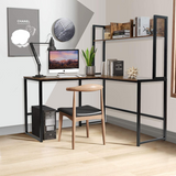 Tangkula Reversible L-Shaped Desk with Hutch, Space Saving Corner Computer Desk with Storage Bookshelf