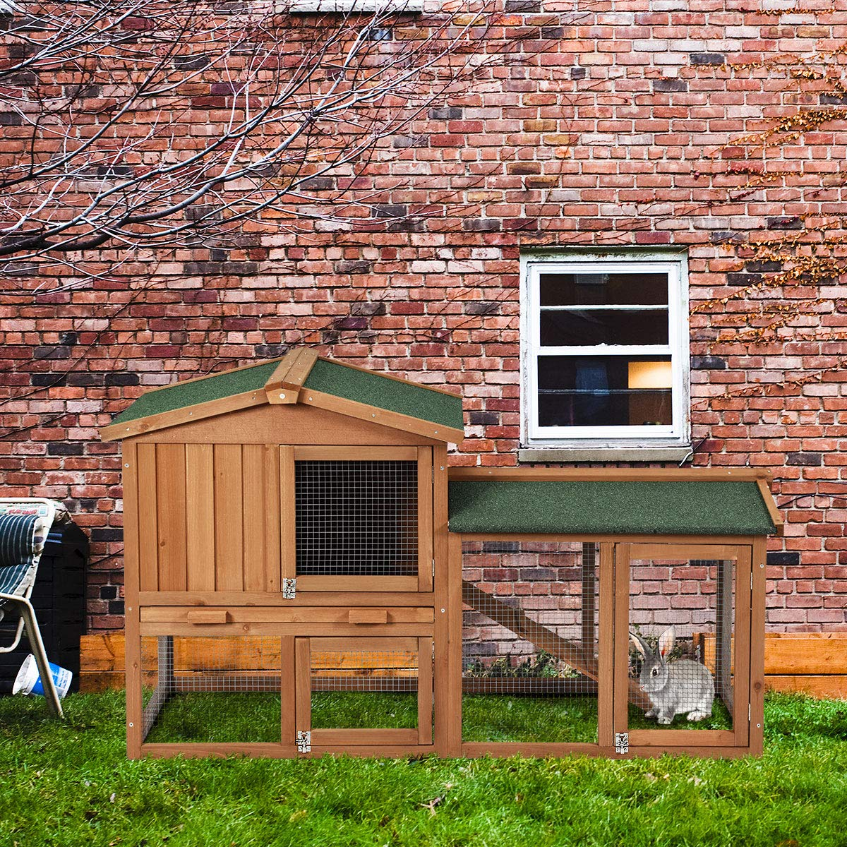 Rabbit Hutch Indoor and Outdoor - Tangkula