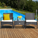 Tangkula 3 PCS Patio Wicker Rattan Furniture Set, Rattan Chair with Coffee Table