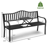 Tangkula Outdoor Garden Bench with Pullout Middle Table