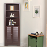 Tangkula Bathroom Corner Storage Cabinet, Free Standing Tall Collection Cabinet with 3 Open Shelves