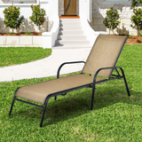 Tangkula Patiojoy Outdoor Lounge Chair with Breathable Fabric & Steel Frame