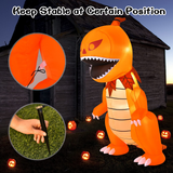 Tangkula 8 FT Halloween Inflatables Pumpkin Head Dinosaur, Large Blow Up Halloween Dinosaur with LED Lights & 4 Stakes
