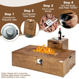 Tangkula 2 Pieces Outdoor Propane Fire Pit Table Set, Patiojoy 48 Inch Rustic 50,000 BTU Rectangular Gas Fire Pit Table