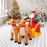 Tangkula 7.5 FT Christmas Inflatable Lighted Santa Claus on Sleigh with Reindeers & Gift Boxes