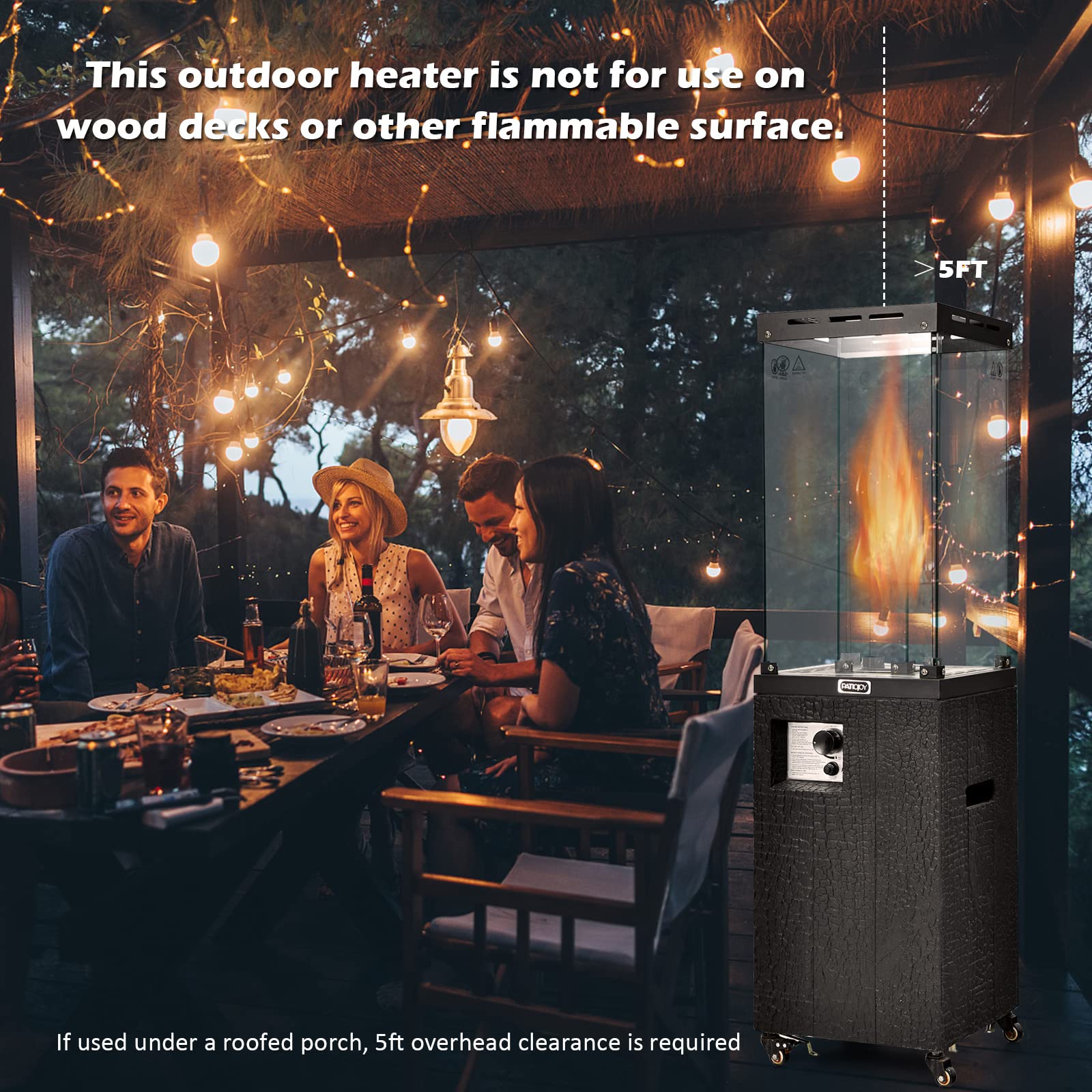 41,000 BTU Propane Patio Heater with Waterproof Cover - Tangkula