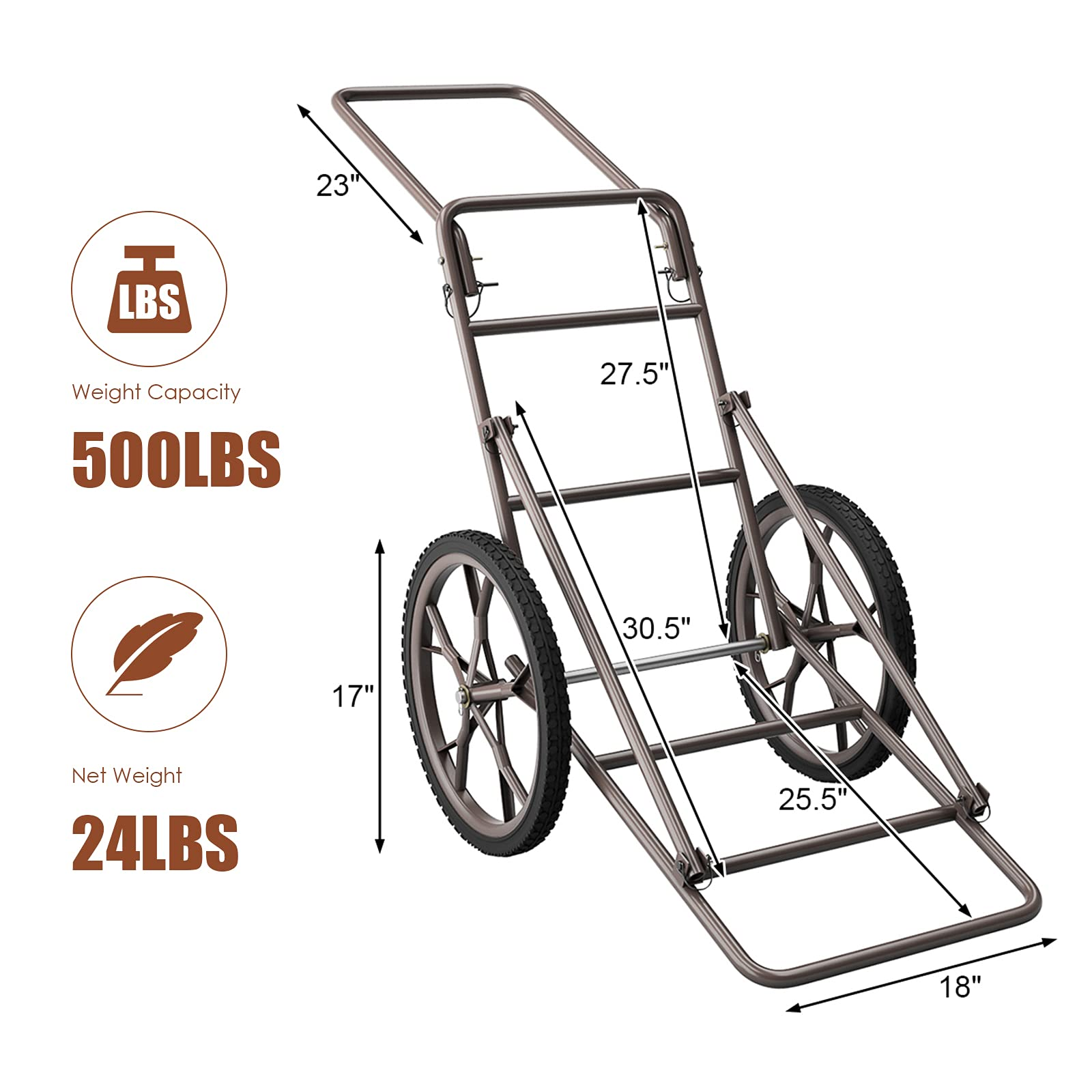 Folding Deer Cart, 500lbs Capacity Hunting Game Cart - Tangkula