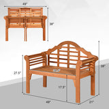 Tangkula Outdoor Eucalyptus Wood Folding Bench for Garden, Patio, Porch, Poolside, Balcony, Teak (Natural)
