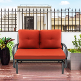 Tangkula 2-Person Outdoor Glider Bench, Swing Seat Bench with Seat & Back Cushions, Sturdy Rustproof Steel Frame