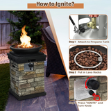 Tangkula Patio Propane Fire Bowl, Patiojoy 40,000BTU Square Fire Pit with Round Bowl, Lava Rocks & Waterproof Cover