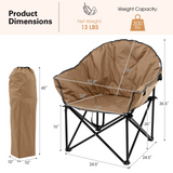 Tangkula Oversized Camping Chair, Outdoor Padded Folding Chair with Cup Holder