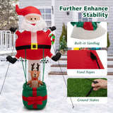 Tangkula 8 FT Inflatable Christmas Santa Claus w/ Hot Air Balloon & Reindeer