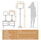 Tangkula 3 Pack Lamp Set, 2 Table Lamps & 1 Floor Lamp, 3-Piece Modern Lamp Set (Nickle)