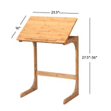Bamboo TV Tray Sofa Side Table, 7 Angles Adjustable Couch Table