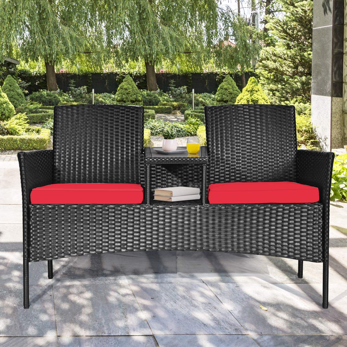 Wicker Patio Conversation Furniture Set - Tangkula