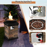 Tangkula Patio Propane Fire Bowl, Patiojoy 40,000BTU Square Fire Pit with Round Bowl, Lava Rocks & Waterproof Cover