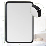 Tangkula Rectangular Wall Mirror, Modern Mirror with Solid Steel Frame & Rounded Corners