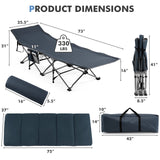 Tangkula Camping Cot for Adults, Folding Sleeping Cot with Removable Mattress, Pillow, Side Pocket