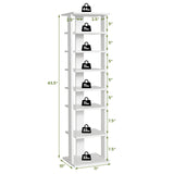 Tangkula 7 Tier Vertical Shoe Rack, Wooden Entryway Narrow Shoe Storage Stand