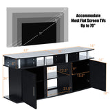 Modern TV Stand for TVs up to 70 Inches, Living Room Console Table w/2 Cabinets & Open Shelves
