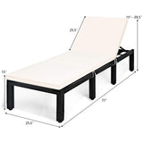 Patio Wicker Lounge Chair, Outdoor Rattan Adjustable Reclining Backrest Lounger Chair