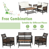 Tangkula Outdoor PE Wicker Conversation Set with 2-Tier Coffee Table