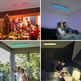 Tangkula Smart LED Ceiling Light, Dimmable RGB Light Panel with APP Control, 18W LED 1300 Lumens (White)