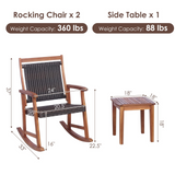Tangkula 3 Pieces Patio Rocking Chair Set