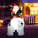 Tangkula Inflatable Christmas Santa Clause Riding The Polar Bear with Shaking Head