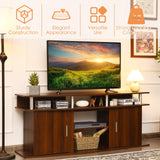 Modern TV Stand for TVs up to 70 Inches, Living Room Console Table w/2 Cabinets & Open Shelves