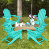 Tangkula Adirondack Chair Outdoor, Fade Resistant HDPE Armchairs with Cup Holder