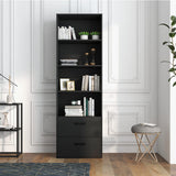 Tangkula 4 Shelf Bookcase with 2 Drawers, 74 Inches 4 Tiers Tall Open Bookshelf with 2 Slide-Out Drawers
