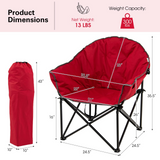 Tangkula Oversized Camping Chair, Outdoor Padded Folding Chair with Cup Holder